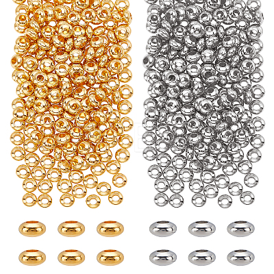 400Pcs 2 Colors Brass Spacer Beads KK-FH0003-46-1