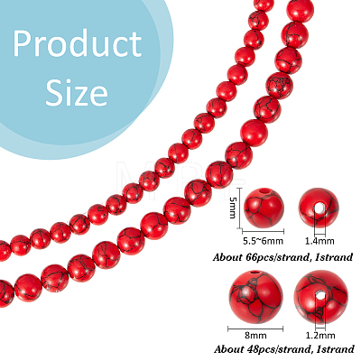 2 Strands 2 Styles Synthetic Turquoise Beads Strands G-PH0003-48B-1