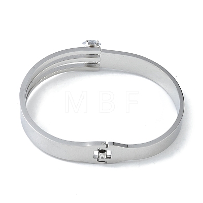 304 Stainless Steel & Glass Hollow Hinged Bangles for Women BJEW-U002-12P-1