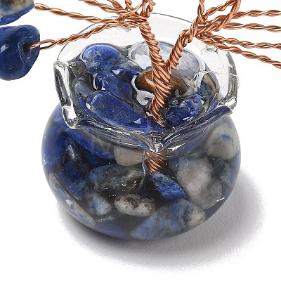 Natural Lapis Lazuli Chips Tree of Life Decorations DJEW-Z007-02S-1