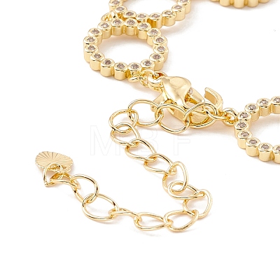 Clear Cubic Zirconia Open Ring Link Chains Bracelet BJEW-I301-08G-1