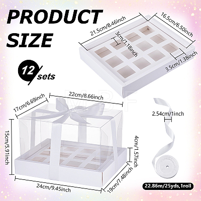 12 Sets Rectangle Foldable Kraft Paper Cake Box CON-WA0001-32-1