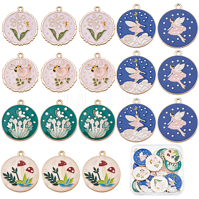 24Pcs 6 Style Rack Plating Alloy Enamel Pendants ENAM-SC0002-76-1