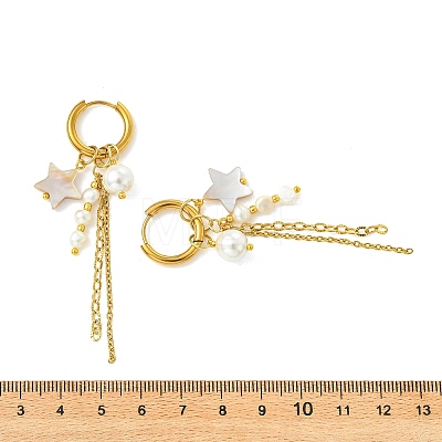 Natural Freshwater Shell Hoop Earrings EJEW-JE07145-01-1