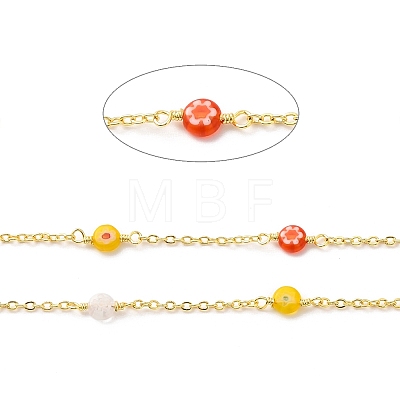 Handmade Millefiori Glass Lampwork Beaded Chains CHC-M024-16G-1