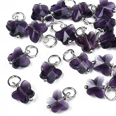 Faceted Transparent Glass Charms GLAA-T024-06-1