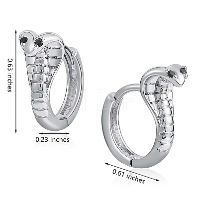 Cubic Zirconia Snake Hinged Hoop Earrings JE995A-1