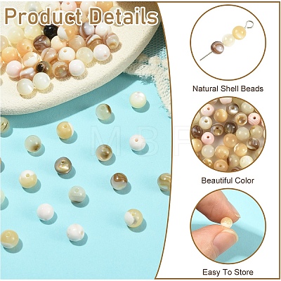100Pcs 5 Styles Natural White Shell & Trochid Shell & Freshwater Shell Beads SSHEL-YW0001-17-1
