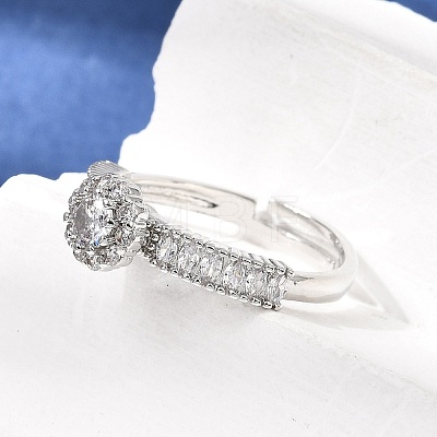 Brass Micro Pave Clear Cubic Zirconia Cuff Open Rings CU-CBA5C10-18P-1
