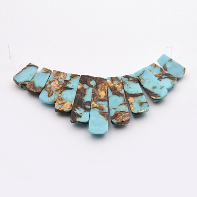 Assembled Bronzite and Synthetic Turquoise Beads Strands G-P298-F01-1