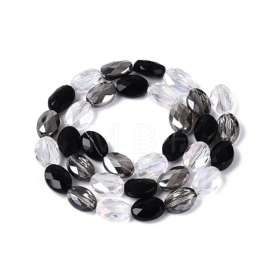 Electroplate Imitation Jade & Opaque & Transparent Glass Beads Strands EGLA-Q135-8x11MM-01E-1