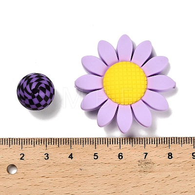 23Pcs Sunflower & Round Silicone Focal Beads SIL-L005-01C-1