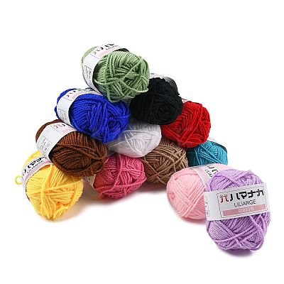 12 Skeins 12 Colors 4-Ply 59.7%Polyester & 40.3%Acrylic Fiber Yarn for Tufting Gun Rugs OCOR-FS0001-07-1