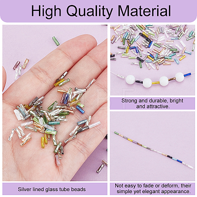 1500Pcs 5 Colors Glass Twist Bugle Beads GLAA-PH0003-73-1