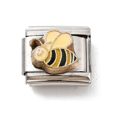 Bees 304 Stainless Steel Enamel Connector Charms STAS-L023-002-1