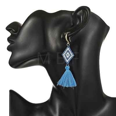 Glass Seed Beads & Brass Dangle Earrings for Women EJEW-MZ00800-03-1