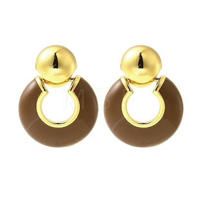 Flat Round Brass Enamel Stud Earrings EJEW-B120-06G-02-1