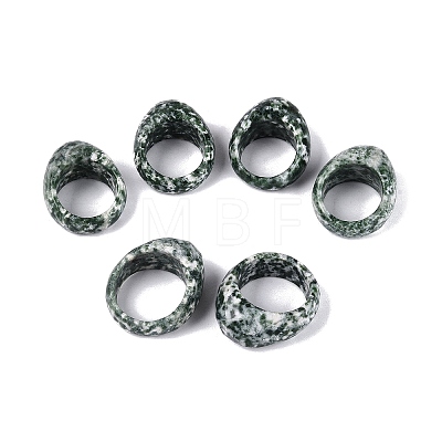 Natural Green Spot Jasper Finger Rings for Unisex G-Q601-19B-1