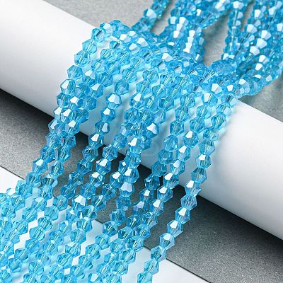 Transparent Electroplate Glass Beads Strands GLAA-F029-3mm-C19-1