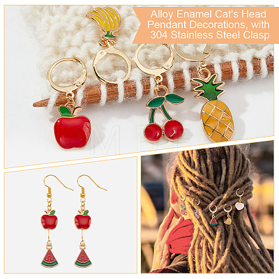 Alloy Enamel Fruit Charms Locking Stitch Markers AJEW-PH01458-1