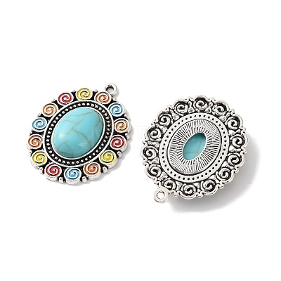 Bohemia Tibetan Style Alloy & Enamel & Synthetic Turquoise Pendants FIND-T074-03AS-1