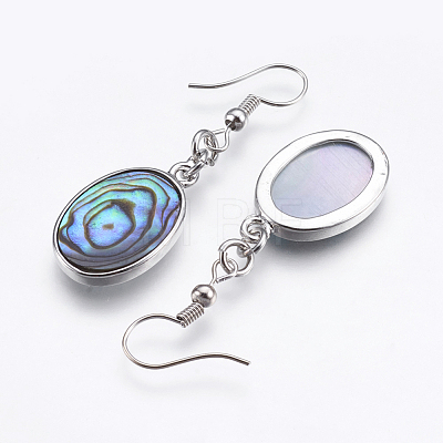 Abalone Shell/Paua Shell Dangle Earrings EJEW-F147-A07-1