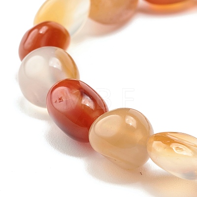 Dyed Natural Carnelian(Dyed) Nuggets Beads Stretch Bracelet BJEW-JB07145-01-1