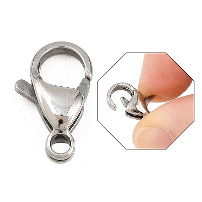 Tarnish Resistant 304 Stainless Steel Lobster Claw Clasps X-STAS-AB16-1