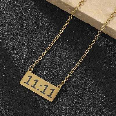 304 Stainless Steel Angel Number 11:11 Pendant Necklaces NJEW-NH0002-01G-06-1