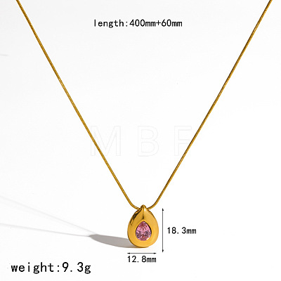304 Stainless Steel Pave Cubic Zirconia Pendant Necklaces WG43999-03-1