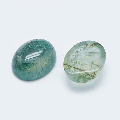 Natural Moss Agate Cabochons G-G759-Z12-1