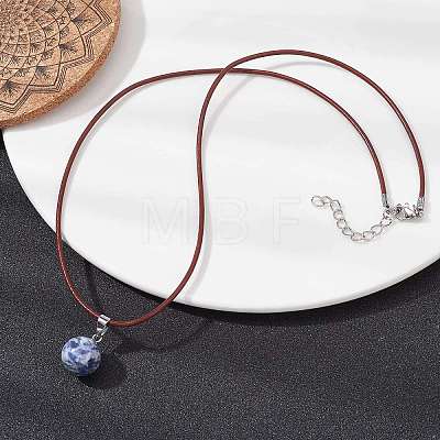 Natural & Synthetic Mixed Gemstone Round Pendant Necklaces NJEW-JN04478-1