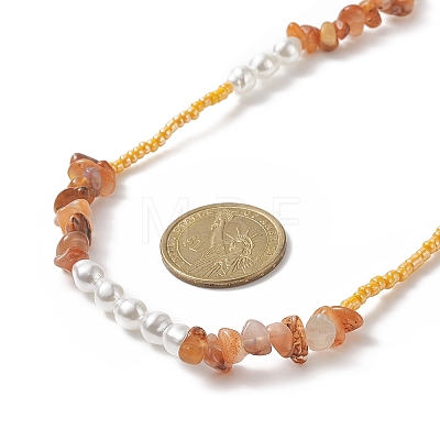Gemstone Chips & Plastic Pearl & Glass Seed Waist Beads NJEW-C00031-1