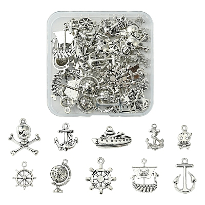 10 Styles Pirate Theme Tibetan Style Alloy Pendants FIND-SC0012-73-1