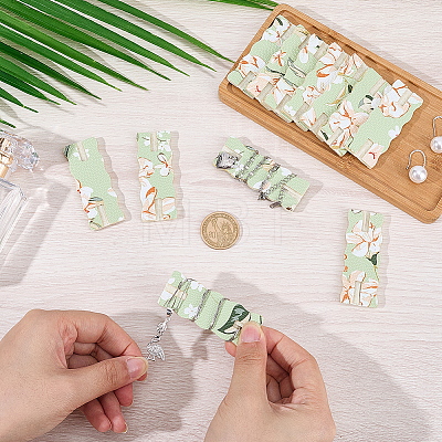 12Pcs Flower Printed Polyester Necklace Anti-Winding Display Cards CDIS-OC0001-14A-1