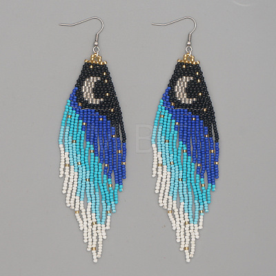 Moon Stainless Steel Dangle Earrings KS8218-1-1