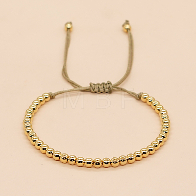Adjustable Brass Round Braided Bead Bracelets for Women MI8325-1