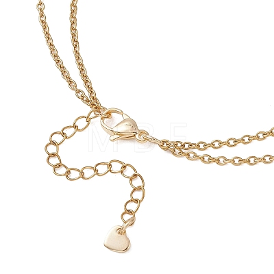 Stainless Steel Fairy and Heart Pendant 304 Stainless Steel Cable Chain Double Layer Necklaces for Women NJEW-JN05810-01-1