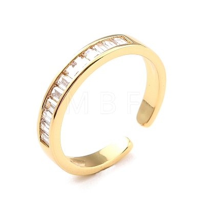 Clear Cubic Zirconia Open Cuff Ring for Women RJEW-C018-01G-1