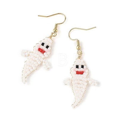 Halloween Glass Seed Bead Dangle Earrings EJEW-MZ00769-02-1