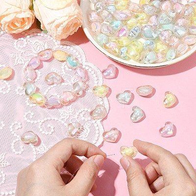 100Pcs 5 Colors Transparent Acrylic Beads TACR-YW0008-10-1