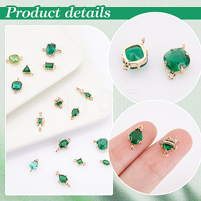 AHADERMAKER 30Pcs 15 Styles Brass PAve Glass & Cubic Zirconia Connector Charms GLAA-GA0001-74-1