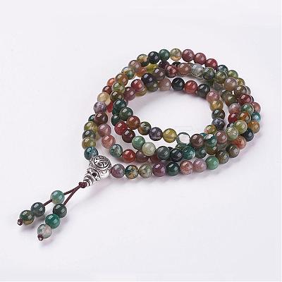 Natural Indian Agate Wrap Bracelets BJEW-JB02890-1