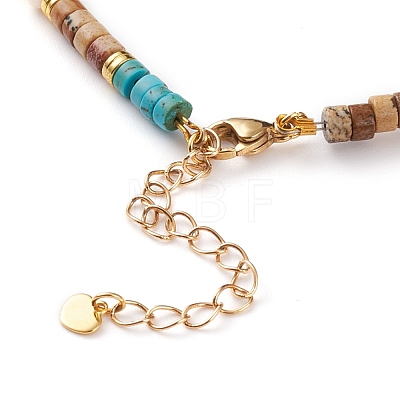 Natural Picture Jasper & Turquoise Beaded Necklaces NJEW-JN03253-1