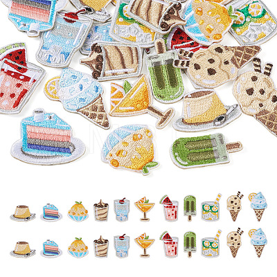 22Pcs 11 Style Summer Theme Food Computerized Embroidery Cloth Self Adhesive Patches DIY-BT0001-56-1
