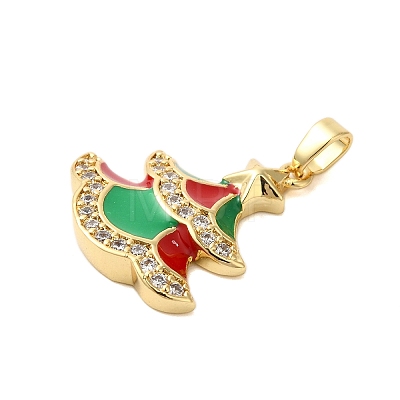 Christmas Theme Rack Plating Brass Cubic Zirconia Pendants KK-K385-119G-01-1