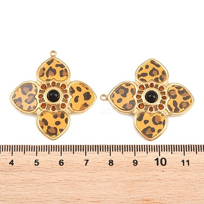 304 Stainless Steel & Resin & Natural Obsidian & Rhinestone Pendants STAS-G394-13G-01-1