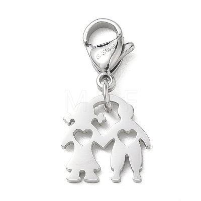 304 Stainless Steel Boy Girl Heart Cutout Pendant Decorations STAS-B141-08P-1