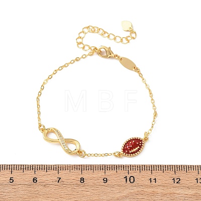 Sports Brass Micro Pave Cubic Zirconia Infinity Link Bracelets BJEW-D386-01C-G-1