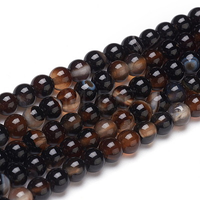 Natural Black Agate Beads Strands X-G-L555-04-4mm-1